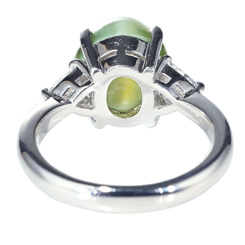 【中古】PT900 CATS EYE RING クリソベリルキャッツアイリング CE5.26ct D0.28ct 8.0g #12