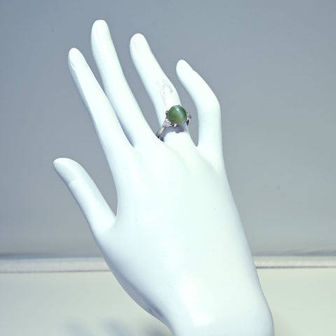 【中古】PT900 CATS EYE RING クリソベリルキャッツアイリング CE5.26ct D0.28ct 8.0g #12
