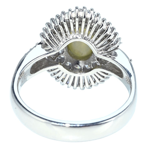 【中古】PT900 CATS EYE RING クリソベリルキャッツアイリング CE3.80ct D1.43ct 12.7g #19.5