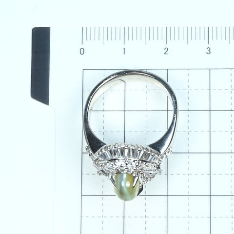 【中古】PT900 CATS EYE RING クリソベリルキャッツアイリング CE3.80ct D1.43ct 12.7g #19.5