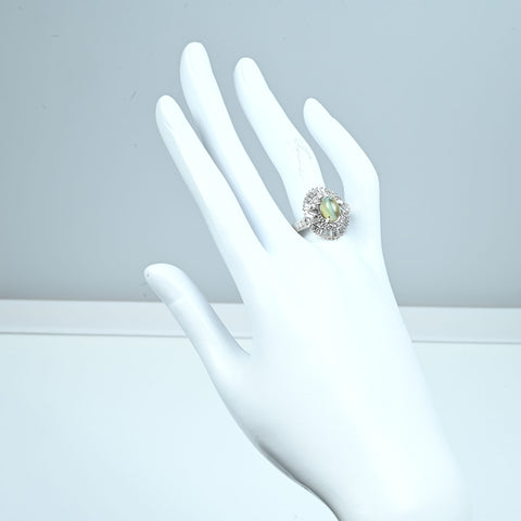 【中古】PT900 CATS EYE RING クリソベリルキャッツアイリング CE3.80ct D1.43ct 12.7g #19.5