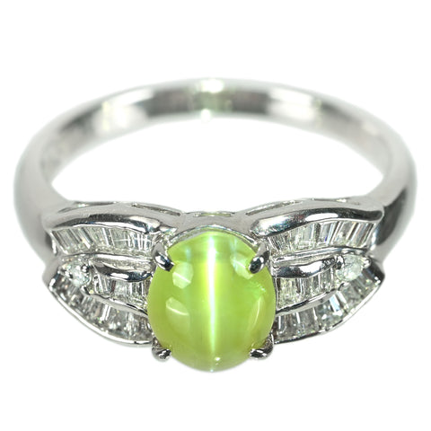 【中古】PT900 CATS EYE キャッツアイ リング CE2.23ct D0.47ct 6.9g #20