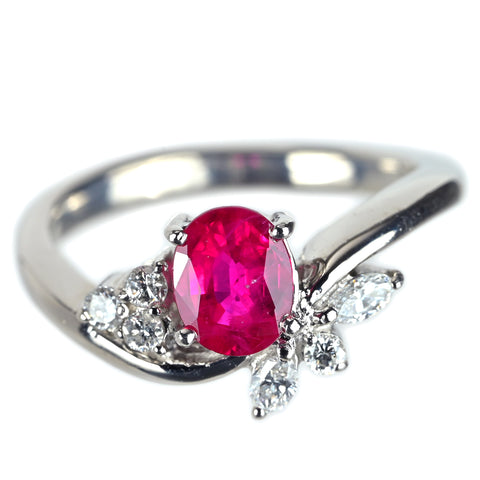 【中古】PT900 RUBY ルビーリング R0.72ct D0.20ct 5.2g #8