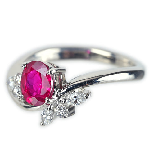 【中古】PT900 RUBY ルビーリング R0.72ct D0.20ct 5.2g #8