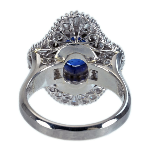 【中古】PT900 SAPPHIRE RING スリランカ産サファイアリング S4.41ct D2.11ct GIA鑑別書 15.6g #19.5
