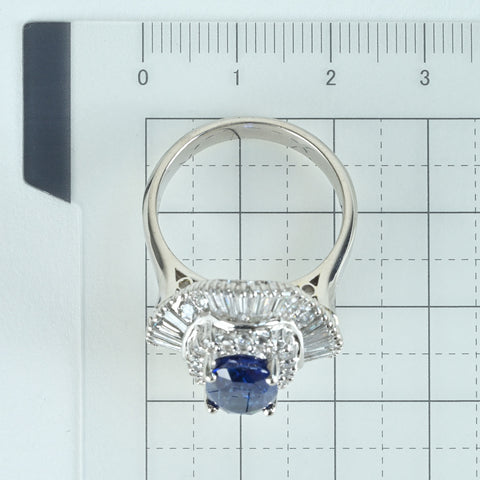 【中古】PT900 SAPPHIRE RING スリランカ産サファイアリング S4.41ct D2.11ct GIA鑑別書 15.6g #19.5