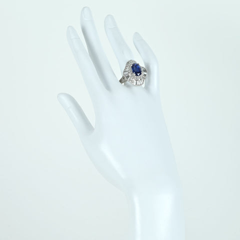 【中古】PT900 SAPPHIRE RING スリランカ産サファイアリング S4.41ct D2.11ct GIA鑑別書 15.6g #19.5