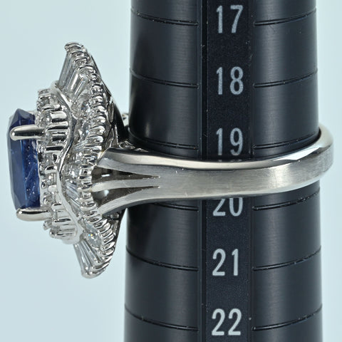 【中古】PT900 SAPPHIRE RING スリランカ産サファイアリング S4.41ct D2.11ct GIA鑑別書 15.6g #19.5