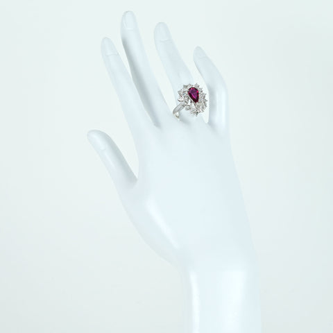 【中古】PT950 NO HEAT RUBY RING 非加熱ルビーリング R2.02ct D1.69ct Pigeon Blood AIGS鑑別書 11.3g #12