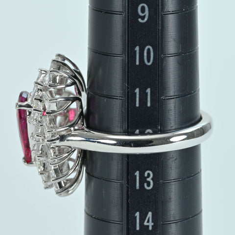 【中古】PT950 NO HEAT RUBY RING 非加熱ルビーリング R2.02ct D1.69ct Pigeon Blood AIGS鑑別書 11.3g #12