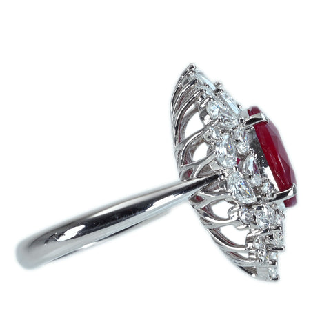 Pre-owned PT950 No Heat Ruby Ring, Mozambique, 6.04ct R, 2.45ct D, GRS Certificate, 12.6g, #12.5 