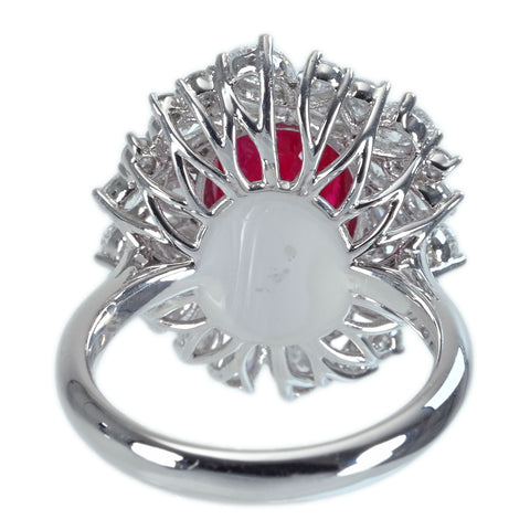 Pre-owned PT950 No Heat Ruby Ring, Mozambique, 6.04ct R, 2.45ct D, GRS Certificate, 12.6g, #12.5 