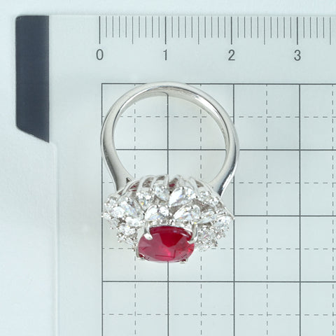 Pre-owned PT950 No Heat Ruby Ring, Mozambique, 6.04ct R, 2.45ct D, GRS Certificate, 12.6g, #12.5 