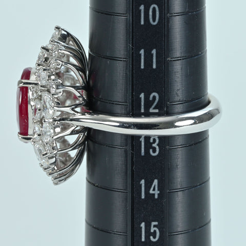 Pre-owned PT950 No Heat Ruby Ring, Mozambique, 6.04ct R, 2.45ct D, GRS Certificate, 12.6g, #12.5 