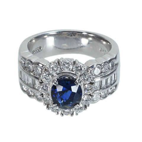 【中古】PT900 SAPPHIRE非加熱サファイアリング S1.712ct D1.39ct GRJ鑑別書 18.5g #13.5