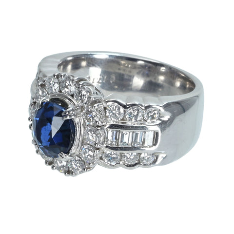 Pre-owned PT900 SAPPHIRE Unheated Sapphire Ring, S1.712ct, D1.39ct, GRJ Certificate, 18.5g, #13.5 