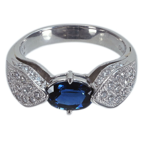 【中古】PT900 SAPPHIREサファイアリング S1.54ct D0.677ct GRJソーティング 10.7g ＃15