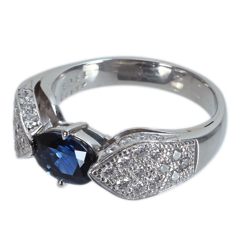 【中古】PT900 SAPPHIREサファイアリング S1.54ct D0.677ct GRJソーティング 10.7g ＃15