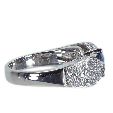 【中古】PT900 SAPPHIREサファイアリング S1.54ct D0.677ct GRJソーティング 10.7g ＃15