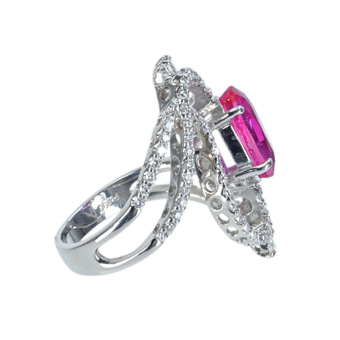 Pre-owned PT900 NO HEAT PINK SAPPIRE RING, Mozambique, 3.105ct PS, 0.50ct D, GIA Certificate, 8.1g, #12 