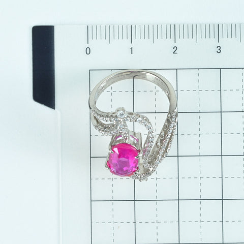 Pre-owned PT900 NO HEAT PINK SAPPIRE RING, Mozambique, 3.105ct PS, 0.50ct D, GIA Certificate, 8.1g, #12 