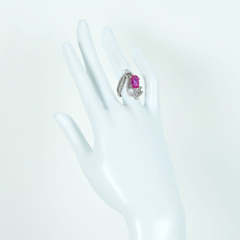 Pre-owned PT900 NO HEAT PINK SAPPIRE RING, Mozambique, 3.105ct PS, 0.50ct D, GIA Certificate, 8.1g, #12 