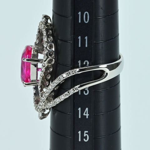 Pre-owned PT900 NO HEAT PINK SAPPIRE RING, Mozambique, 3.105ct PS, 0.50ct D, GIA Certificate, 8.1g, #12 