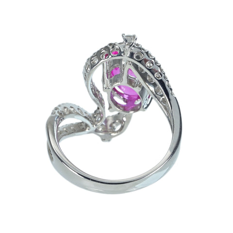 Pre-owned PT900 NO HEAT PINK SAPPIRE RING, Mozambique, 3.105ct PS, 0.50ct D, GIA Certificate, 8.1g, #12 