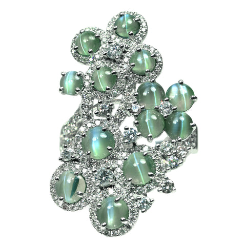 【中古】PT900 CATS EYE キャッツアイ リング CE4.93ct D1.33ct 12.9g