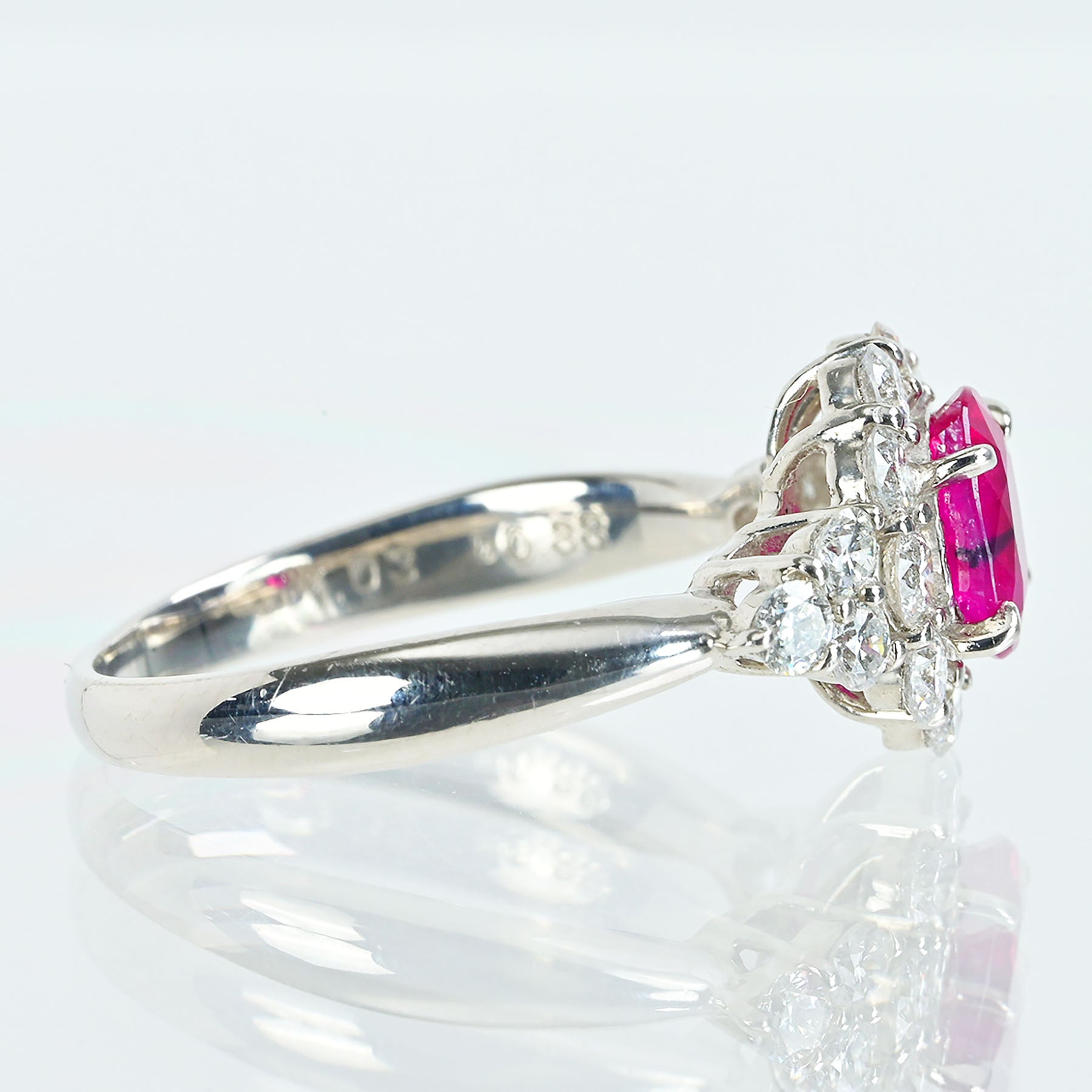 Pt900 リング ビジョンブラッド ルビーR1.043ct FD0.91ct 中古】PT900 RUBY 非加熱ルビーリング R1.03ct D0.88ct GRLピジョン