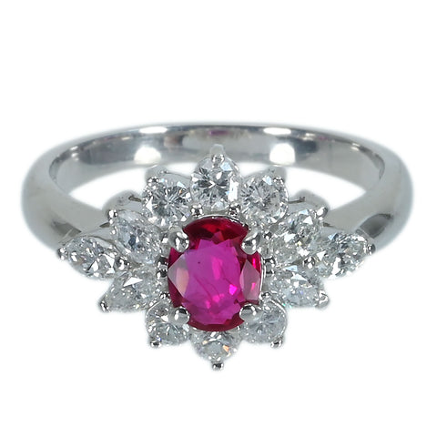 【中古】 PT850 RUBYルビーリング R0.53ct D0.83ct 5.3g #12