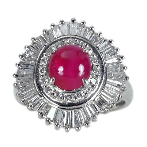 【中古】PT900 RUBYルビーリング R2.01ct D1.35ct 10.9g #11.5