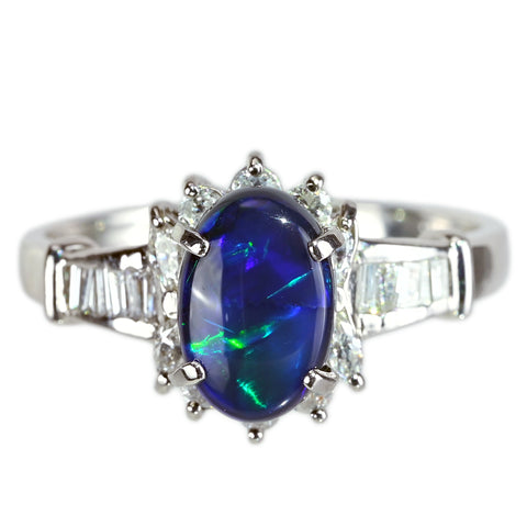 PT900 BLACK OPAL RING ブラックオパールリング BO1.773ct D0.50ct 5.5g #1