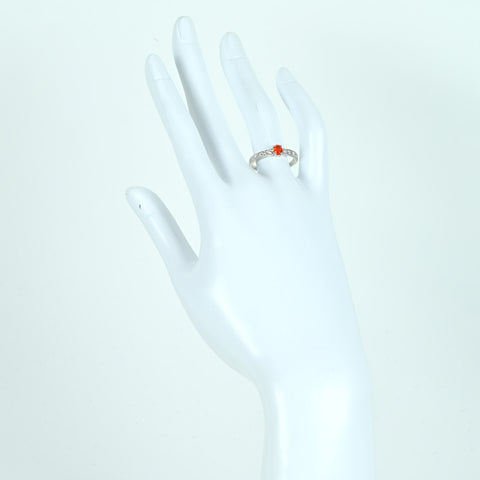 Pre-owned PT900 Orange Sapphire Ring, S0.28ct, D0.25ct, CGL Sorting, 3.6g, #13 