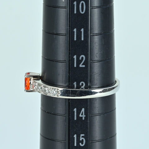 Pre-owned PT900 Orange Sapphire Ring, S0.28ct, D0.25ct, CGL Sorting, 3.6g, #13 