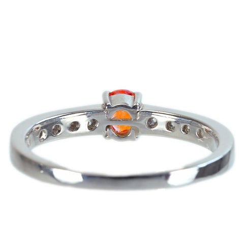 Pre-owned PT900 Orange Sapphire Ring, S0.28ct, D0.25ct, CGL Sorting, 3.6g, #13 