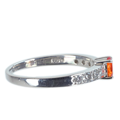 Pre-owned PT900 Orange Sapphire Ring, S0.28ct, D0.25ct, CGL Sorting, 3.6g, #13 