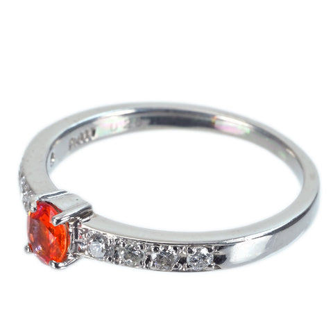 Pre-owned PT900 Orange Sapphire Ring, S0.28ct, D0.25ct, CGL Sorting, 3.6g, #13 