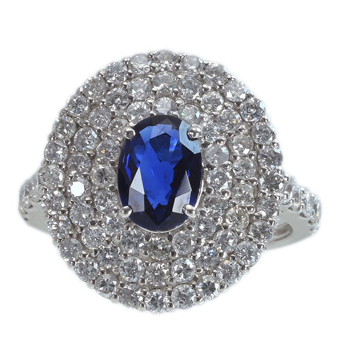【中古】PT950 SAPPHIREサファイアリング S1.31ct D1.57ct 6.4g #12