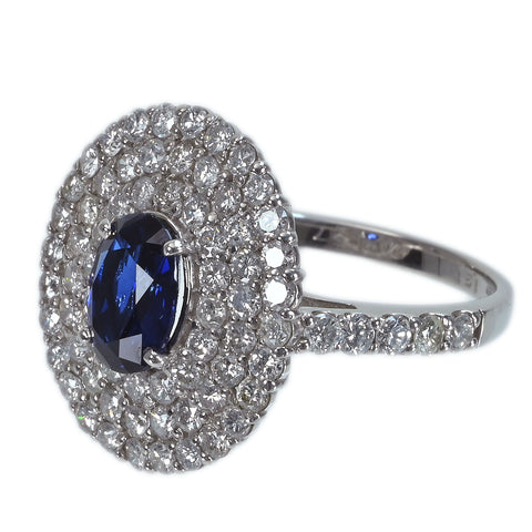 【中古】PT950 SAPPHIREサファイアリング S1.31ct D1.57ct 6.4g #12
