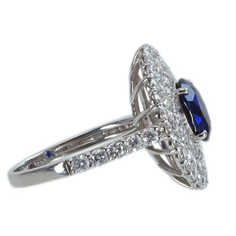 【中古】PT950 SAPPHIREサファイアリング S1.31ct D1.57ct 6.4g #12