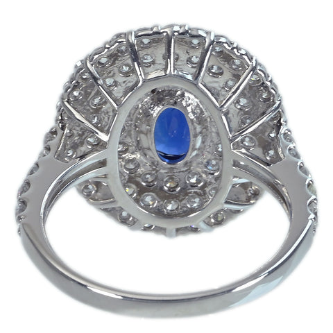【中古】PT950 SAPPHIREサファイアリング S1.31ct D1.57ct 6.4g #12