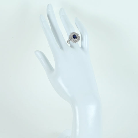 【中古】PT950 SAPPHIREサファイアリング S1.31ct D1.57ct 6.4g #12