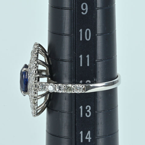 【中古】PT950 SAPPHIREサファイアリング S1.31ct D1.57ct 6.4g #12