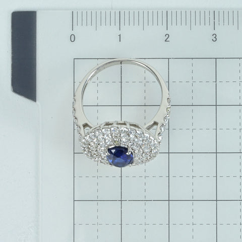 【中古】PT950 SAPPHIREサファイアリング S1.31ct D1.57ct 6.4g #12