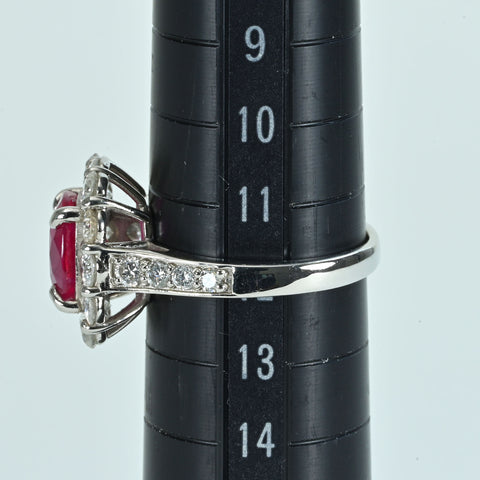 【中古】PT950 RUBY RING モザンビーク産ルビーリング R3.064ct D1.60ct GIA鑑別書 6.4g ＃12