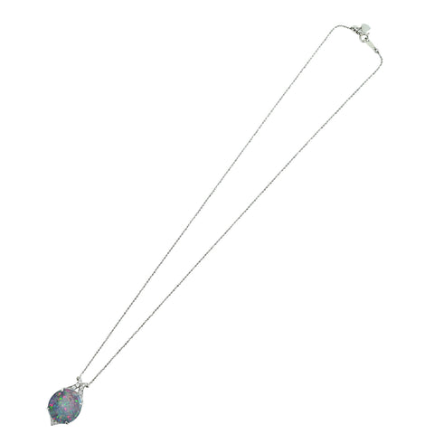 【中古】PT850/PT900 BLACK OPALブラックオパールペンダントネックレス BO9.41ct D0.17ct 日宝協ソーティング 11.2g