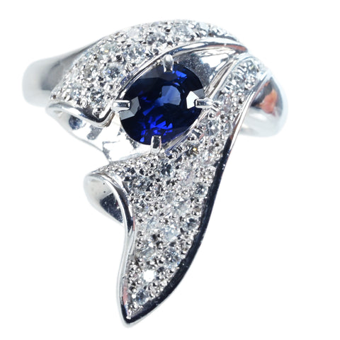 【中古】PT900 SAPPHIRE RING サファイアリング S1.35ct D0.65ct NGL鑑別書 13.0g #14