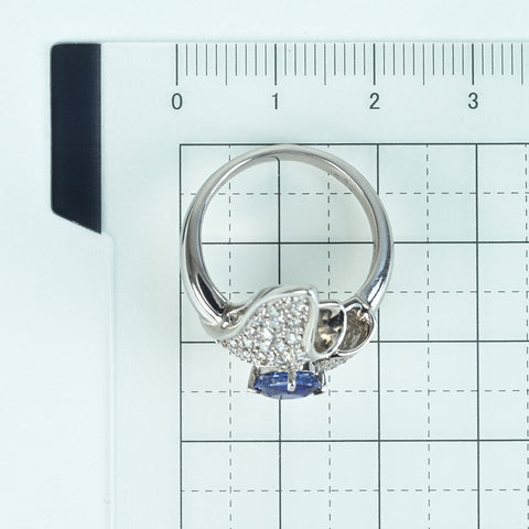 【中古】PT900 SAPPHIRE RING サファイアリング S1.35ct D0.65ct NGL鑑別書 13.0g #14