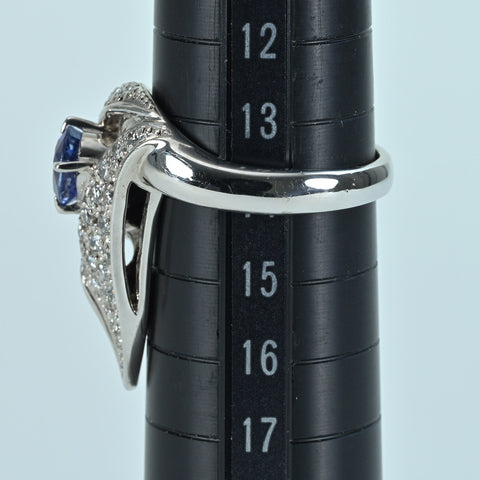 【中古】PT900 SAPPHIRE RING サファイアリング S1.35ct D0.65ct NGL鑑別書 13.0g #14